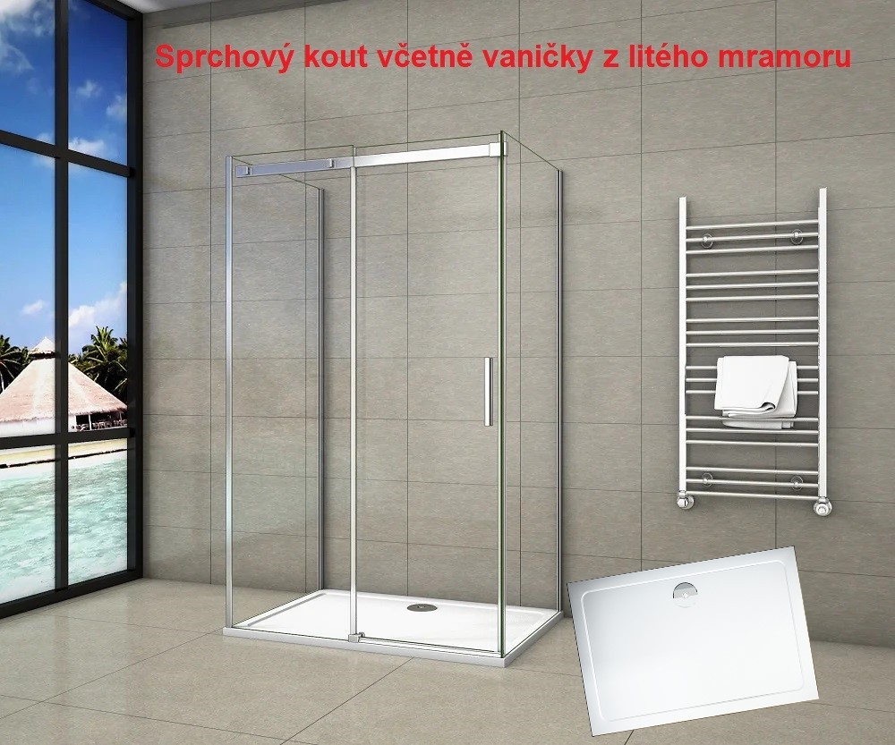 H K - Trostenný sprchovací kút HARMONY U3 80x100x80cm L/P variant vrátane sprchovej vaničky z liateho mramoru SE-HARMONYU310080/THOR-10080