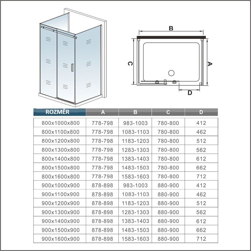 H K - Trostenný sprchovací kút HARMONY U3 80x100x80cm L/P variant vrátane sprchovej vaničky z liateho mramoru SE-HARMONYU310080/THOR-10080