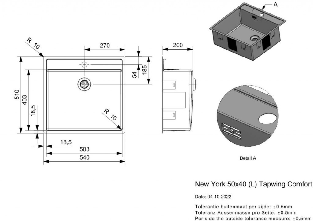 Reginox New York 500 Nerezová oceľ 8712465034774