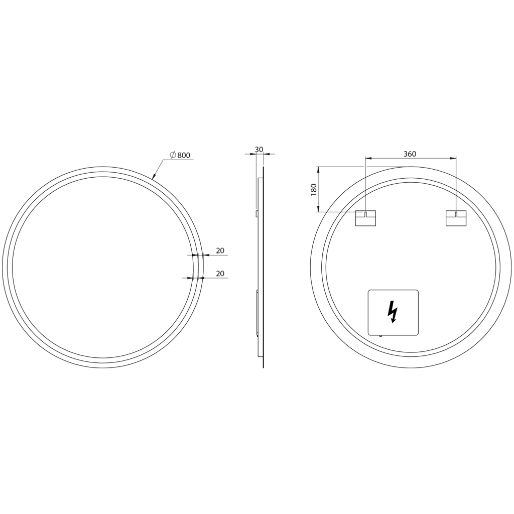 SAPHO - NYX guľaté zrkadlo s LED osvetlením, ø 80cm NY800