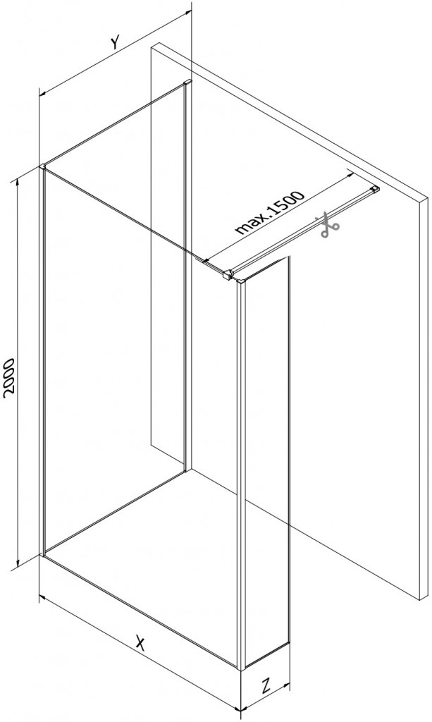 MEXEN/S - Kioto Sprchová zástena WALK-IN 90 x 90 x 30 cm, transparent, meď kartáčovaná 800-090-090-221-65-00-030