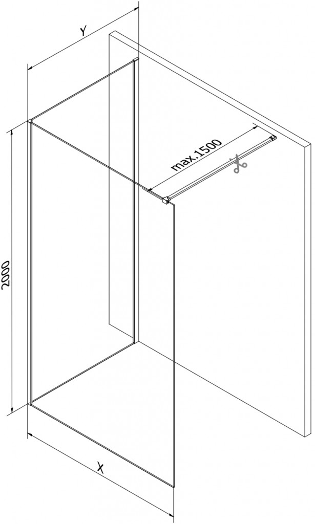 MEXEN/S - Kioto Sprchová zástena WALK-IN 110 x 95 cm, transparent, meď kartáčovaná 800-110-212-65-00-095