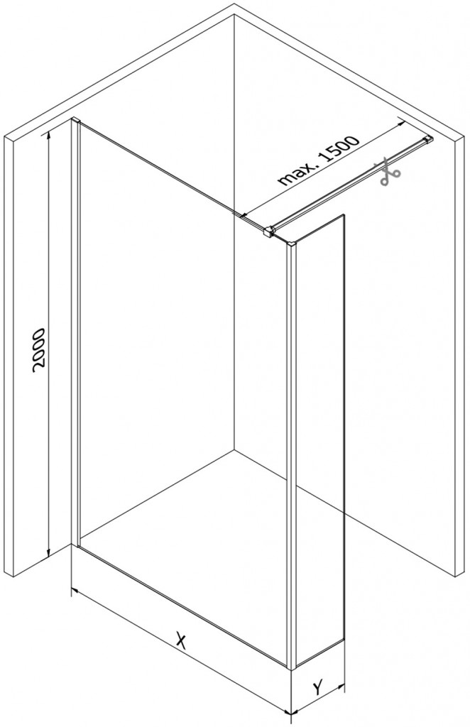 MEXEN/S - Kioto Sprchová zástena WALK-IN 115 x 30 cm, transparent, nikel kefovaná 800-115-212-97-00-030