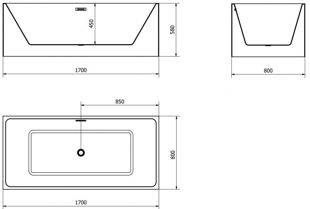 MEXEN/S - Nita vaňa voľne stojaca 170 x 80 cm, biela, sifón a prepad biela 52091708000-20