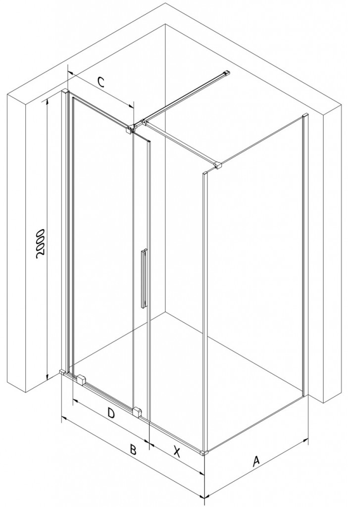 MEXEN/S - Velár sprchovací kút, posuvné dvere 110 x 75 cm, dekor, chróm 871-110-075-31-01