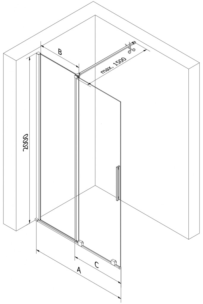 MEXEN/S - Velar Sprchová zástena posuvná Walk-in 70 x 200 cm, grafit 8 mm, zlato kefovaná 871-070-000-43-55