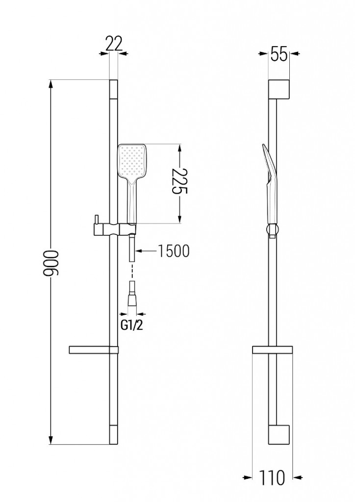 MEXEN/S - Zero SET umývadlová + sprchová batéria s príslušenstvom DS62, čierna 71114DS62-70