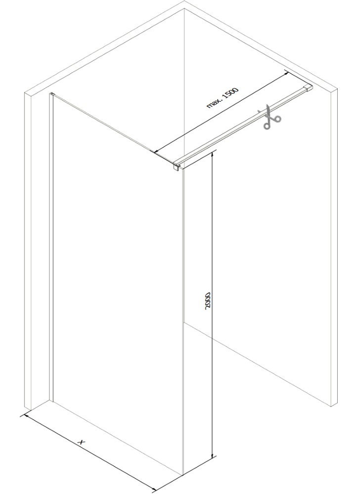 MEXEN/S - Kioto Sprchová zástena WALK-IN 60 x 200, transparent 8 mm, nikel kefovaná 800-060-101-97-00