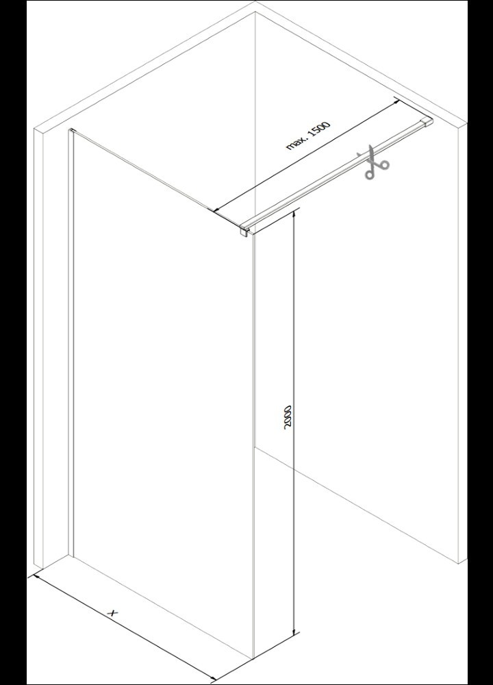 MEXEN/S - Kioto Sprchová zástena WALK-IN 115 x 200, transparent 8 mm, nikel kefovaná 800-115-101-97-00