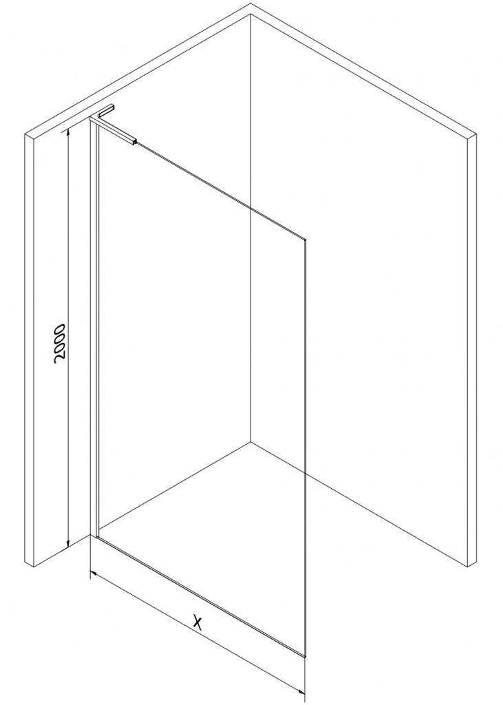 MEXEN/S - Kioto L Sprchová zástena WALK-IN 50 x 200, transparent, biela 800-050-103-20-00