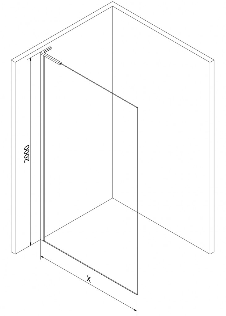 MEXEN/S - Kioto L Sprchová zástena WALK-IN 70 x 200, transparent/dekor, čierna 800-070-103-70-35