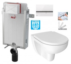 ALCADRAIN Renovmodul - předstěnový instalační systém s bílým/ chrom tlačítkem M1720-1 + WC JIKA LYRA PLUS RIMLESS + SEDÁTKO DURAPLAST SLOWCLOSE (AM115/1000 M1720-1 LY2)