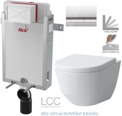 ALCADRAIN Renovmodul - předstěnový instalační systém s chromovým tlačítkem M1721 + WC LAUFEN PRO LCC RIMLESS + SEDÁTKO (AM115/1000 M1721 LP2)