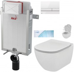 ALCADRAIN Renovmodul - predstenový inštalačný systém s bielym tlačidlom M1710 + WC Ideal Standard Tesi so sedadlom SoftClose, AquaBlade (AM115/1000 M1710 TE1)