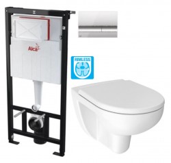 ALCADRAIN Sádromodul - předstěnový instalační systém s chromovým tlačítkem M1721 + WC JIKA LYRA PLUS RIMLESS + SEDÁTKO DURAPLAST (AM101/1120 M1721 LY1)