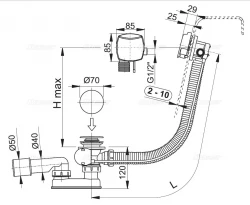 Alcadrain Sifón vaňový automat s napúšťaním prepadom, kov A564KM1-80 (A564KM1-80)