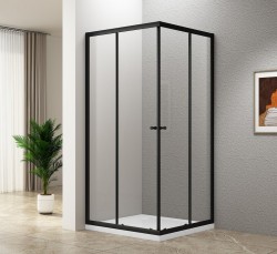 AQUALINE - AGGA BLACK štvorcová sprchová zástena 900x900, číre sklo (BLF909)