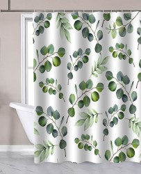 AQUALINE - Sprchový záves 180x180cm, polyester, eukalyptus (ZP015)