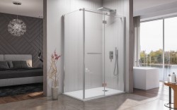 Aquatek - CRYSTAL R43 CHRÓM Sprchová zástena číre sklo 8mm 140x80x200cm (CRYSTALR43)