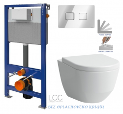 CERSANIT/S - CERSANIT POD. SYSTÉM AQUA 52 PNEU S QF + TLAČÍTKO SQUARE CHROM + WC LAUFEN PRO LCC RIMLESS + SEDADLO (S97-062 SQCR LP2)