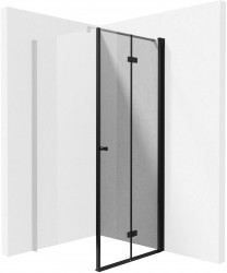 DEANTE - Kerria plus čierna - Sprchové dvere bez stenového profilu, systém Kerria Plus, 90 cm - skladacia (KTSXN41P)
