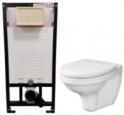 DEANTE Podstavný rám, pre závesné WC misy bez tlačidla + WC CERSANIT DELFI + SEDADLO (CST_WC01 X DE1)