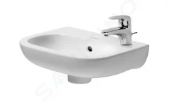 DURAVIT - D-Code Umývadielko 360x270 mm, s 1 otvorom na batériu vpravo, alpská biela (07053600082)