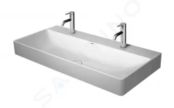 DURAVIT - DuraSquare Dvojumývadlo 1000x470 mm, s 2 otvormi na batérie, DuraCeram, s WonderGliss, alpská biela (23531000431)