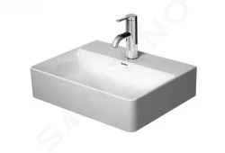 DURAVIT - DuraSquare Umývadielko, 450x350 mm, bez prepadu, s otvorom na batériu, DuraCeram, biela (0732450041)