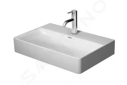 DURAVIT - DuraSquare Umývadlo Compact 600x400 mm, s 1 otvorom na batériu, DuraCeram, s WonderGliss, alpská biela (23566000411)