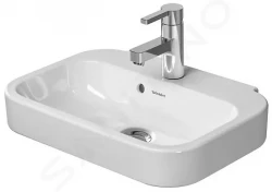 DURAVIT - Happy D.2 Umývadielko, 500x360 mm, s prepadom, s otvorom na batériu, s WonderGliss, biela (07095000001)