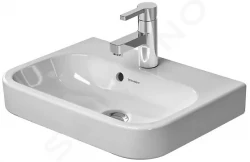 DURAVIT - Happy D.2 Umývadielko, 500x360 mm, s prepadom, s otvorom na batériu, s WonderGliss, biela (07105000001)