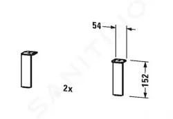 DURAVIT - Příslušenství Podstavné nožičky, 2 ks, chróm (UV999300000)