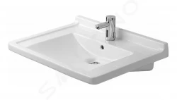 DURAVIT - Starck 3 Umývadlo 700x545 mm, bezbariérové, 1 otvor na batériu, s WonderGliss, alpská biela (03097000001)