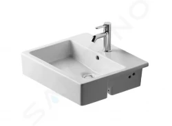 DURAVIT - Vero Umývadlo s prepadom, 550 mm x 470 mm, biele – jednootvorové umývadlo, s WonderGliss (03145500001)