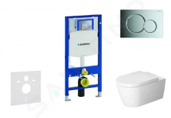 GEBERIT - Duofix Modul na závesné WC s tlačidlom Sigma01, lesklý chróm + Duravit ME by Starck - WC a doska, Rimless, SoftClose (111.300.00.5 NM2)