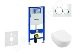 GEBERIT - Duofix Modul na závesné WC s tlačidlom Sigma20, biela/lesklý chróm + Villeroy Boch - WC a doska, DirectFlush, SoftClose, CeramicPlus (111.300.00.5 NI4)