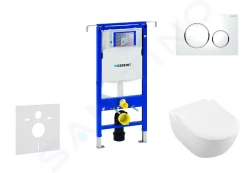 GEBERIT - Duofix Modul na závesné WC s tlačidlom Sigma20, biela/lesklý chróm + Villeroy Boch - WC a doska, DirectFlush, SoftClose, CeramicPlus (111.355.00.5 NI4)