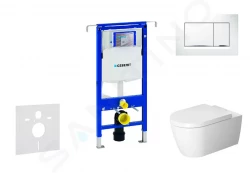 GEBERIT - Duofix Modul na závesné WC s tlačidlom Sigma30, biela/lesklý chróm + Duravit ME by Starck - WC a doska, Rimless, SoftClose (111.355.00.5 NM5)