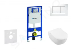 GEBERIT - Duofix Modul na závesné WC s tlačidlom Sigma30, biela/lesklý chróm + Villeroy Boch - WC a doska, DirectFlush, SoftClose, CeramicPlus (111.300.00.5 NI5)