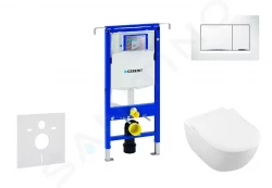 GEBERIT - Duofix Modul na závesné WC s tlačidlom Sigma30, biela/lesklý chróm + Villeroy Boch - WC a doska, DirectFlush, SoftClose, CeramicPlus (111.355.00.5 NI5)