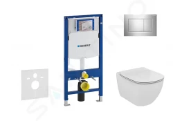 GEBERIT - Duofix Modul na závesné WC s tlačidlom Sigma30, lesklý chróm/chróm mat + Ideal Standard Tesi - WC a doska, Aquablade, SoftClose (111.300.00.5 NU6)