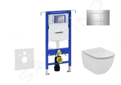 GEBERIT - Duofix Modul na závesné WC s tlačidlom Sigma30, lesklý chróm/chróm mat + Ideal Standard Tesi - WC a doska, Aquablade, SoftClose (111.355.00.5 NU6)