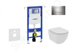 GEBERIT - Duofix Modul na závesné WC s tlačidlom Sigma30, lesklý chróm/chróm mat + Ideal Standard Tesi - WC a doska, Rimless, SoftClose (111.355.00.5 NE6)