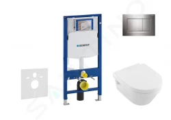 GEBERIT - Duofix Modul na závesné WC s tlačidlom Sigma30, lesklý chróm/chróm mat + Villeroy Boch - WC a doska, DirectFlush, SoftClose, CeramicPlus (111.300.00.5 NB6)