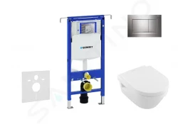 GEBERIT - Duofix Modul na závesné WC s tlačidlom Sigma30, lesklý chróm/chróm mat + Villeroy Boch - WC a doska, DirectFlush, SoftClose, CeramicPlus (111.355.00.5 NB6)