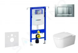 GEBERIT - Duofix Modul na závesné WC s tlačidlom Sigma30, matný chróm/chróm + Duravit ME by Starck - WC a doska, Rimless, SoftClose (111.355.00.5 NM7)