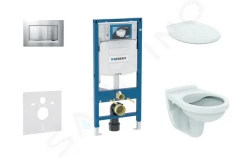 GEBERIT - Duofix Modul na závesné WC s tlačidlom Sigma30, matný chróm/chróm + Ideal Standard Quarzo - WC a doska (111.300.00.5 NR7)