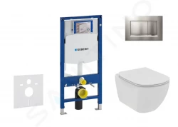 GEBERIT - Duofix Modul na závesné WC s tlačidlom Sigma30, matný chróm/chróm + Ideal Standard Tesi - WC a doska, Rimless, SoftClose (111.300.00.5 NE7)