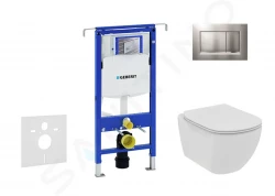 GEBERIT - Duofix Modul na závesné WC s tlačidlom Sigma30, matný chróm/chróm + Ideal Standard Tesi - WC a doska, Rimless, SoftClose (111.355.00.5 NE7)